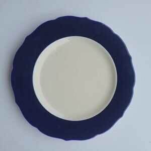 Vintage Syracuse China Dinner Plate 10" Blue & White Scalloped Edges Made In USA